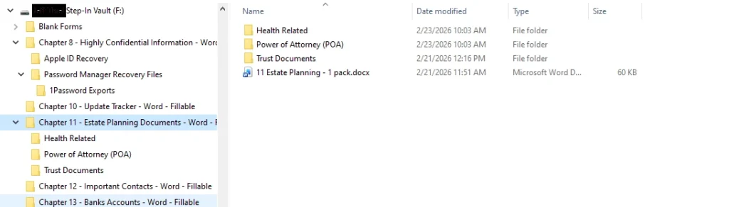 estate planning vault setup